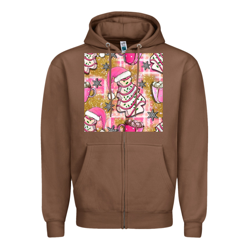 Christmas Cake And Pink Mug Seamless Pattern Bbs Zipper Hoodie by BundleAndBundleShop | Teevron