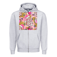 Heather Grey christmas cake and pink mug seamless pattern bbs Zipper Hoodie - BundleAndBundleShop