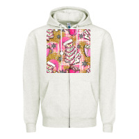 Oatmeal Heather christmas cake and pink mug seamless pattern bbs Zipper Hoodie - BundleAndBundleShop