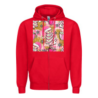 Red christmas cake and pink mug seamless pattern bbs Zipper Hoodie - BundleAndBundleShop