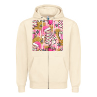 Sandshell christmas cake and pink mug seamless pattern bbs Zipper Hoodie - BundleAndBundleShop