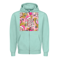 Seafoam christmas cake and pink mug seamless pattern bbs Zipper Hoodie - BundleAndBundleShop