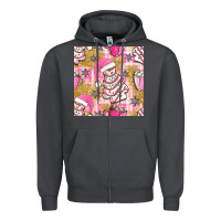 Smoke christmas cake and pink mug seamless pattern bbs Zipper Hoodie - BundleAndBundleShop