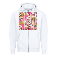 White christmas cake and pink mug seamless pattern bbs Zipper Hoodie - BundleAndBundleShop
