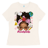 Bone afro messy bun teacherlife Ladies Tee - texasbilliewilder