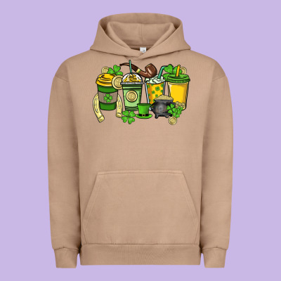 St. Patrick's Day Coffee Cups Urban Hoodie Designed By Howdyjamesfarm