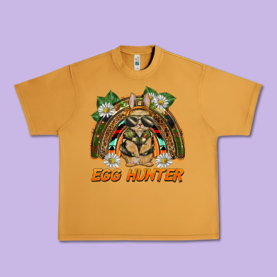 Easter Egg Hunter  Rabbit Rainbow Urban Heavy Tee Designed By Barkaloodesign