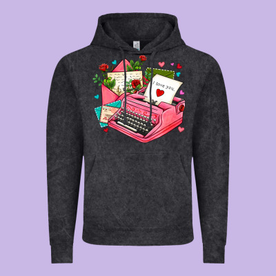 Pink Typewriter And Letters Vintage Hoodie Designed By Adodesignshop