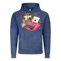 Vintage Denim pink typewriter and letters Vintage Hoodie - AdoDesignShop
