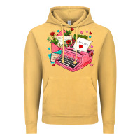 Vintage Mustard pink typewriter and letters Vintage Hoodie - AdoDesignShop