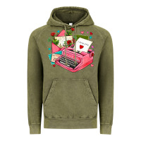 Vintage Olive pink typewriter and letters Vintage Hoodie - AdoDesignShop