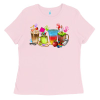 Bubblegum Pink art teacher coffee cups Ladies Tee - texasbilliewilder