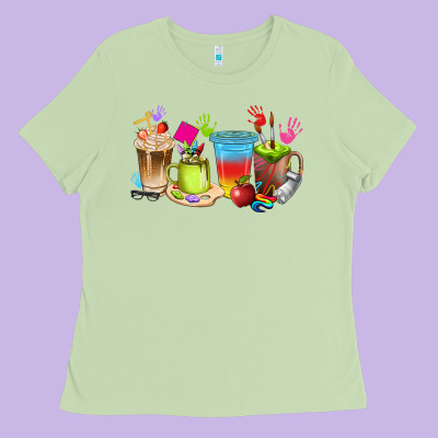 Art Teacher Coffee Cups Ladies Tee Designed By Texasbilliewilder