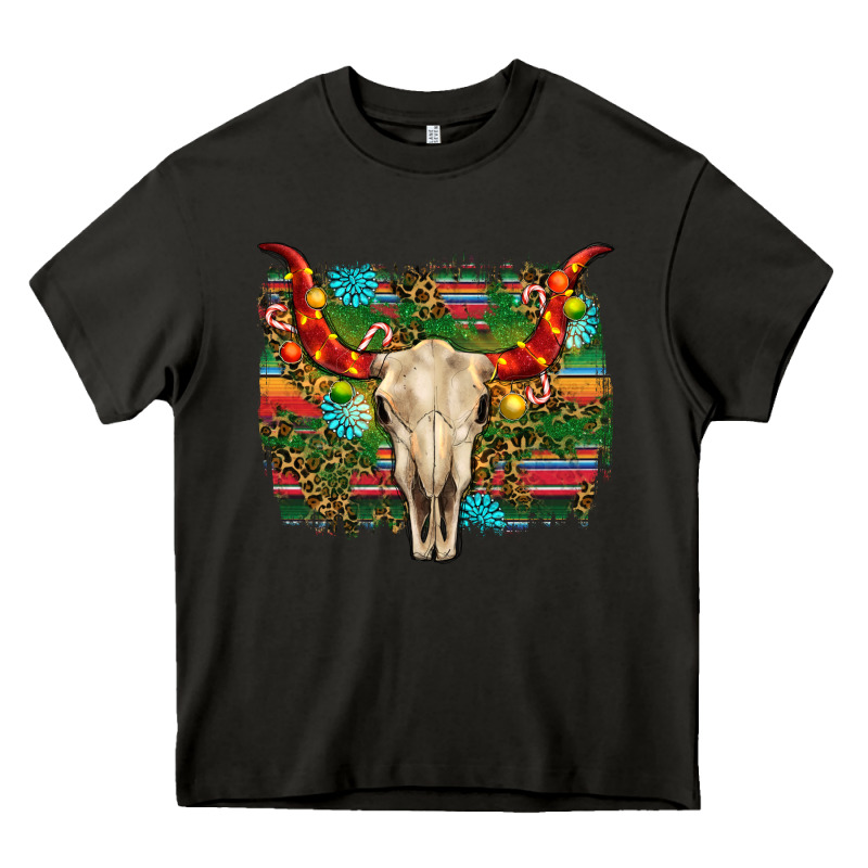 Western Christmas Bull Skull Heavy Core Tee by RanaPortraitStore | Teevron