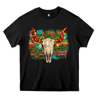 Black western christmas bull skull Heavy Core Tee - RanaPortraitStore
