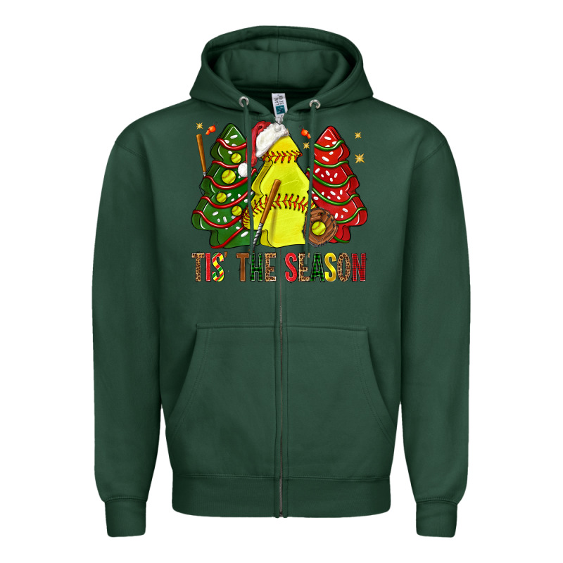 Tis' The Season Softball Christmas Cakes Bbs Zipper Hoodie by BundleAndBundleShop | Teevron