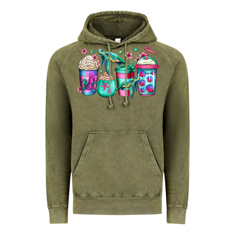 Turtle Coffee Cups Vintage Hoodie by Jasminsmagicworld | Teevron