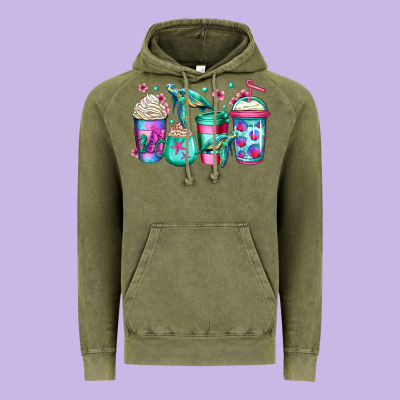 Turtle Coffee Cups Vintage Hoodie Designed By Jasminsmagicworld