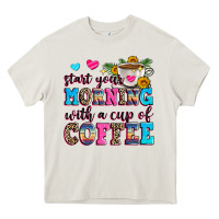 Cream start your morning with a cup of coffee Heavy Core Tee - Zillion Design Studio