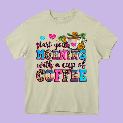 Start Your Morning With A Cup Of Coffee Heavy Core Tee Designed By Zillion Design Studio