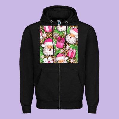 Christmas Santa Claus And Gift Box Seamless Pattern Bbs Zipper Hoodie Designed By Bundleandbundleshop
