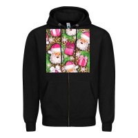 Black christmas santa claus and gift box seamless pattern bbs Zipper Hoodie - BundleAndBundleShop