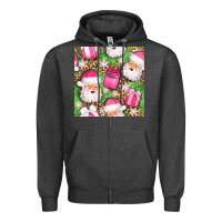 Charcoal Heather christmas santa claus and gift box seamless pattern bbs Zipper Hoodie - BundleAndBundleShop