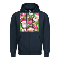 Navy christmas santa claus and gift box seamless pattern bbs Zipper Hoodie - BundleAndBundleShop