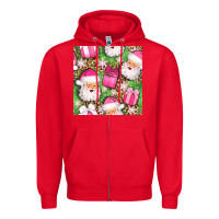 Red christmas santa claus and gift box seamless pattern bbs Zipper Hoodie - BundleAndBundleShop