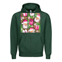 Sports Green christmas santa claus and gift box seamless pattern bbs Zipper Hoodie - BundleAndBundleShop