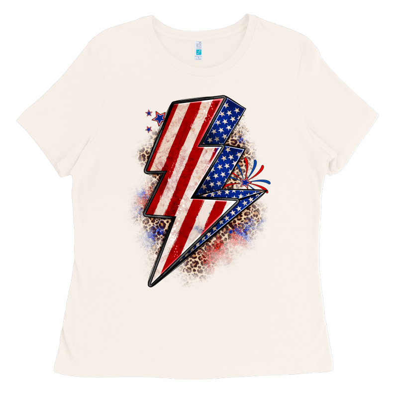 Leopard American Flag Lightning Bolt Ladies Tee by Zillion Design Studio | Teevron