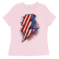 Bubblegum Pink leopard american flag lightning bolt Ladies Tee - Zillion Design Studio