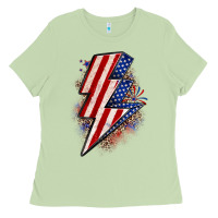 Matcha leopard american flag lightning bolt Ladies Tee - Zillion Design Studio