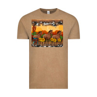 Vintage Coffee western horses and  sunset with sunflowers Vintage Tee - Artiststas