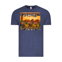 Vintage Denim western horses and  sunset with sunflowers Vintage Tee - Artiststas