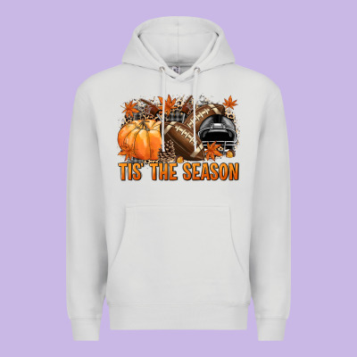Tis' The Season Football Black Helmet Premium Hoodie Designed By Nancycooperartshop