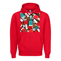 Red nail polish with glitter seamless pattern bbs Zipper Hoodie - BundleAndBundleShop
