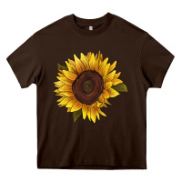Chocolate Brown sunflower Heavy Core Tee - RanaPortraitStore