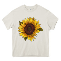 Cream sunflower Heavy Core Tee - RanaPortraitStore