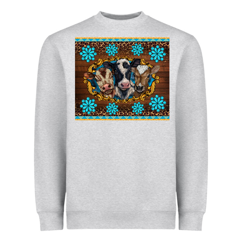 Western Baby Cow Turquoise Gemstones  Leopards Heavyweight Sweatshirt by BarkalooDesign | Teevron