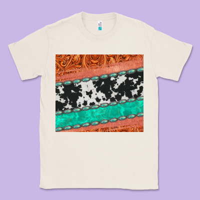 Western Turquoise Gemstone Cowhide  Leather Tumbler Classic Tee Designed By Jasminsmagicworld