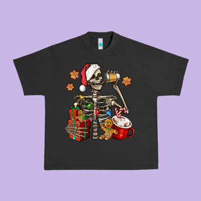 Christmas Skeleton Coffee Urban Heavy Tee Designed By Jasminsmagicworld