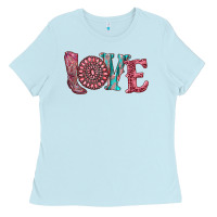 Baby Blue valentine's day love with boots and gemstone Ladies Tee - RanaPortraitStore