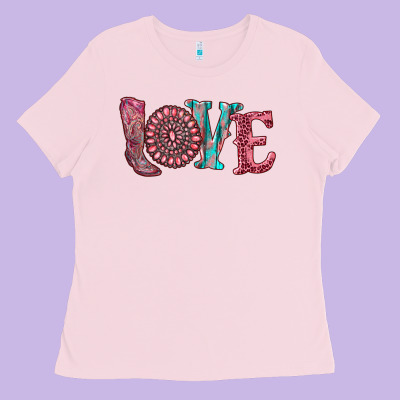 Valentine's Day Love With Boots And Gemstone Ladies Tee Designed By Ranaportraitstore