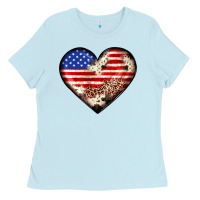 Baby Blue western usa flag heart Ladies Tee - JahusDesignShop