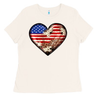 Bone western usa flag heart Ladies Tee - JahusDesignShop