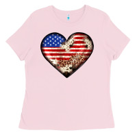 Bubblegum Pink western usa flag heart Ladies Tee - JahusDesignShop