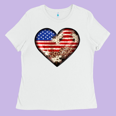 Western Usa Flag Heart Ladies Tee Designed By Jahusdesignshop