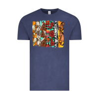 Vintage Denim western horses roses and bullskulls wıth cowhide amd serape brushstro Vintage Tee - Artiststas