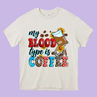 My Blood Type Is Coffee Heavy Core Tee Designed By Zillion Design Studio